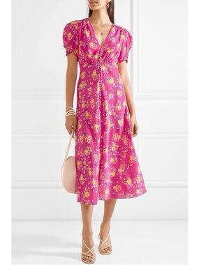 Saloni Silk Pink Lea Dress Size 4